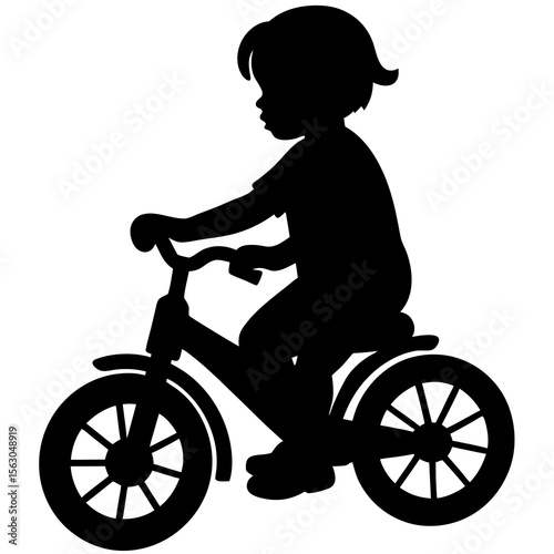child tricycle riding silhouette icon vector design clipart
