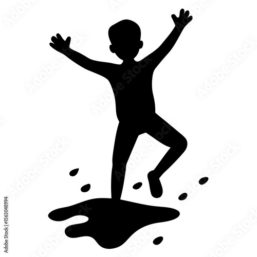 jumping puddles child silhouette icon vector design clipart
