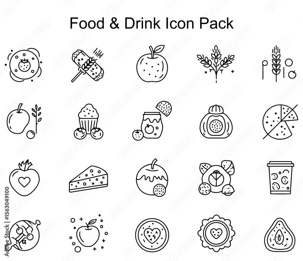 Fototapeta premium Food & Drink Icon Pack