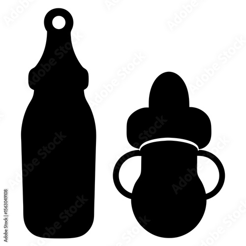 baby bottle pacifier silhouette icon vector design clipart