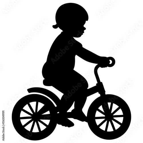 child tricycle riding silhouette icon vector design clipart