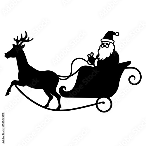 santa sleigh christmas silhouette icon vector design clipart