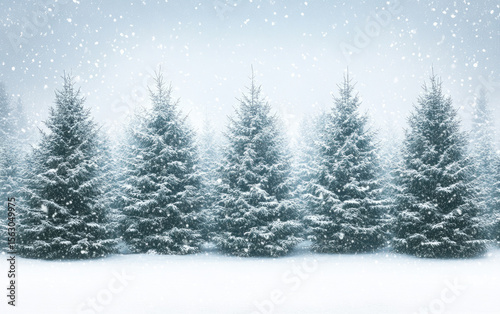 A festive Christmas tree stands amidst a winter landscape blanketed in snow, ready for the holiday season celebration