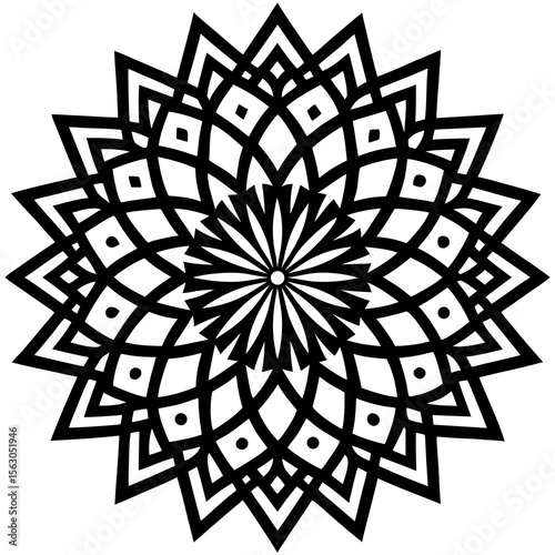 Geometric Floral Mandala Line Art Vector