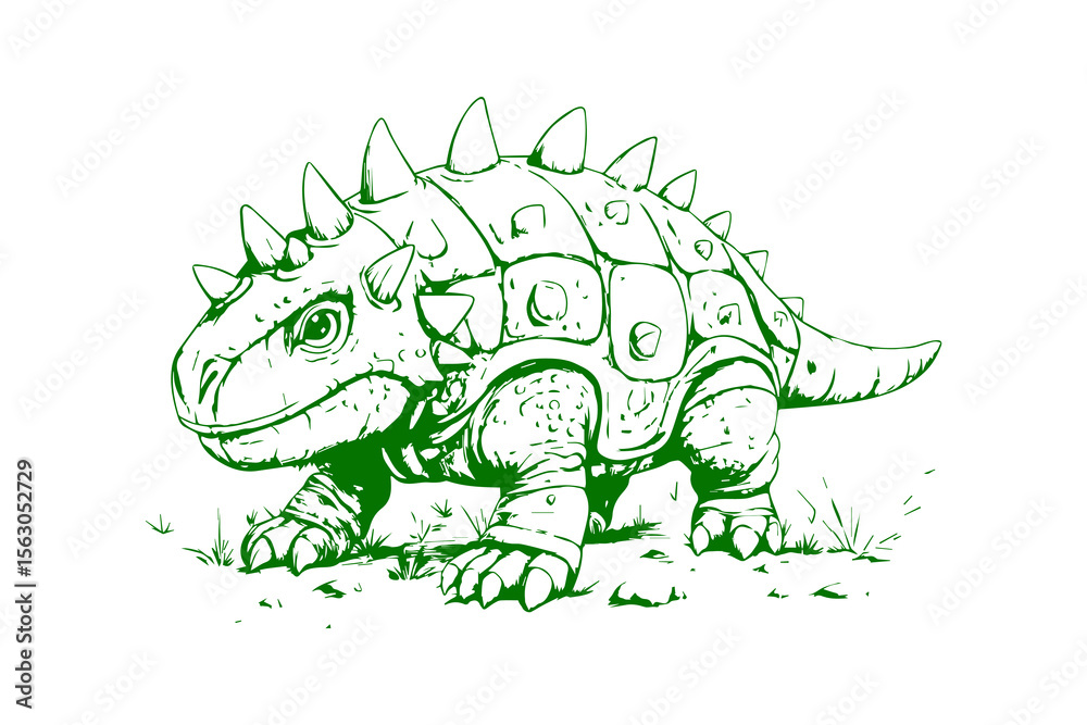 Obraz premium Unique dinosaur design features spiky back and textured skin in vibrant green