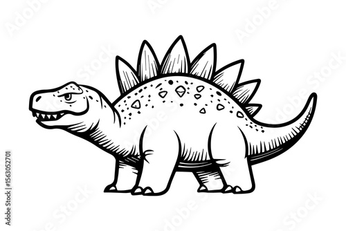 Sturdy dinosaur with distinctive spines and playful expression, showcasing charm