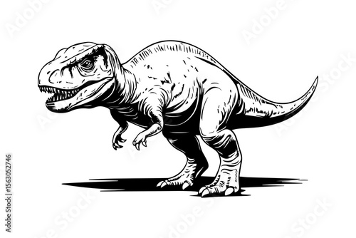 Powerful dinosaur stands confidently, showcasing intricate details and dynamic posture