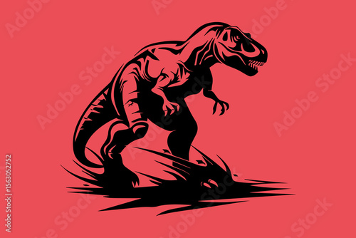 Dynamic dinosaur silhouette showcases powerful stance against vibrant background