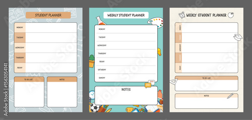 Student weekly planner for lessons and program school.