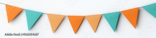 Colorful Triangle Bunting on White Background