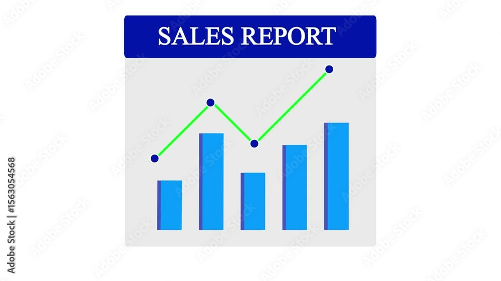 Animated visual sales report chart with rising growth and positive ...