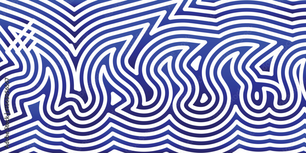 Obraz premium Abstract Blue and White Geometric Pattern Illustration With Maze-Like Features