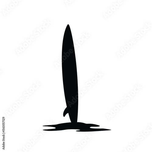 Surfboard Standing in Sand Silhouette