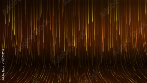 looping 3d animation. Abstract futuristic neon background, yellow glowing lines flow down. Laser rays, speed of light. Seamless motion wallpaper