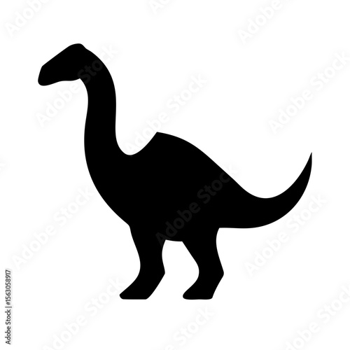 Simple black silhouette of a dinosaur, perfect for educational resources or design projects.