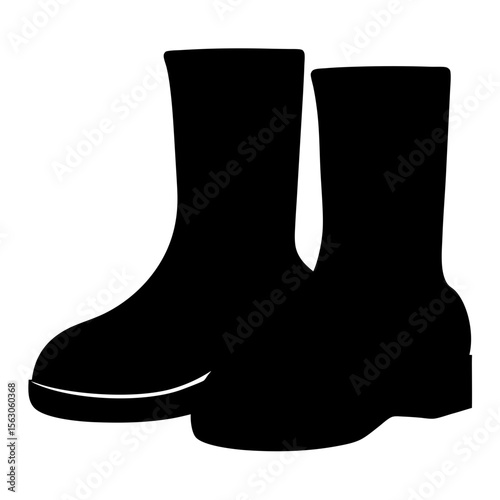Monochromatic illustration of a pair of rubber boots for working in the garden