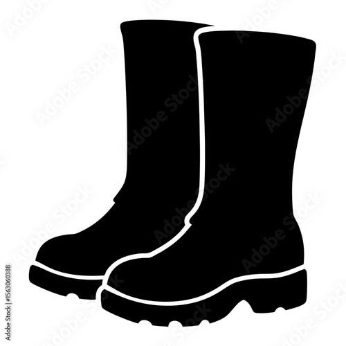 Pair of black work boots for industrial safety and protection needs