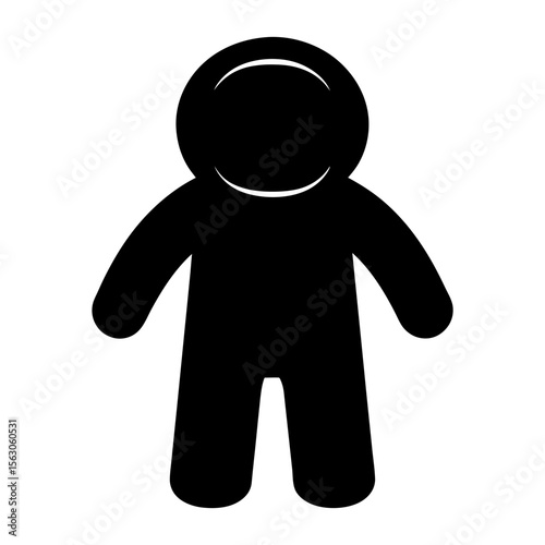 Black Astronaut Icon Silhouette, A black silhouette of an astronaut, symbolizing space exploration, adventure, and science fiction.
