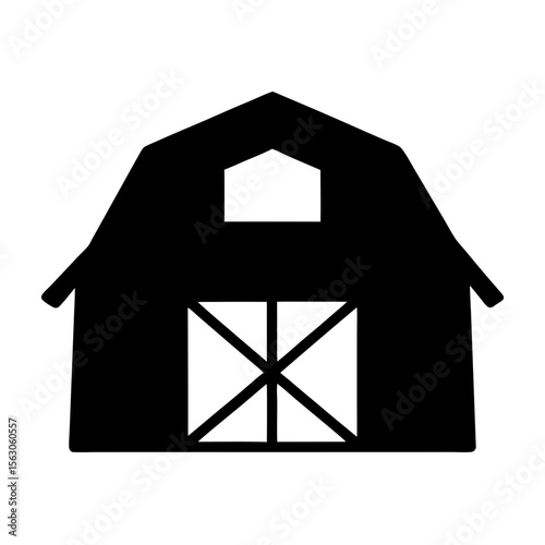 Silhouette of a classic barn with a crossbuck door design