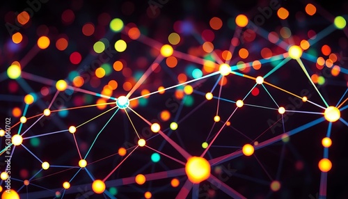 Abstract network nodes glowing, signifying income capture,  growth,  analytics