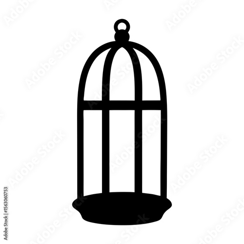 Black silhouette of a birdcage, a symbol of imprisonment and loss of freedom