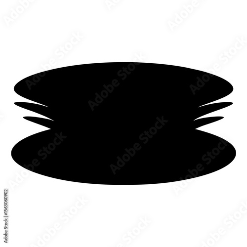 Abstract black layered oval shape with rounded edges, stacked with slight offset
