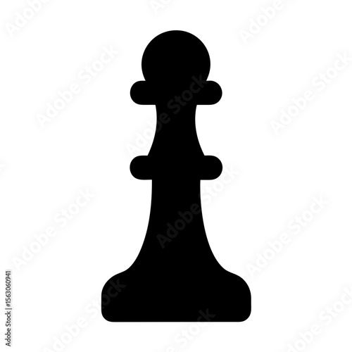 Single black pawn chess piece on a white background in silhouette