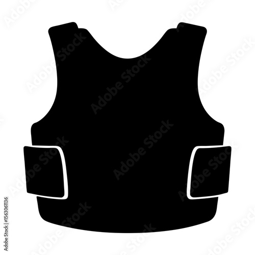 Isolated black silhouette of a bulletproof vest protection body armor icon