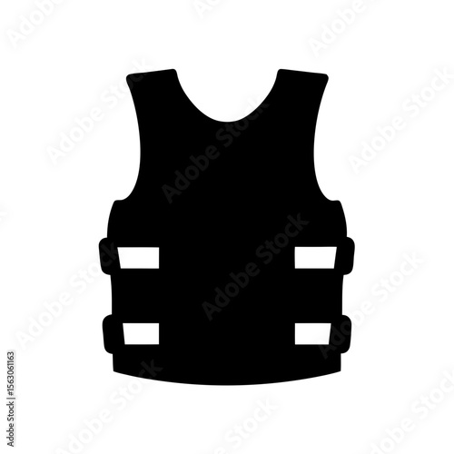 A simple graphic depiction of a tactical style vest in solid black