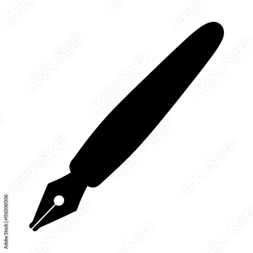 Elegant black fountain pen silhouette for writing, calligraphy, and creative expression