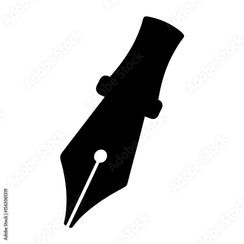 Stylish and elegant black silhouette of a classic fountain pen nib