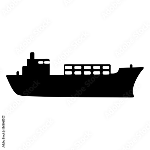 Silhouette of a Cargo Ship Carrying Containers Across the Open Water
