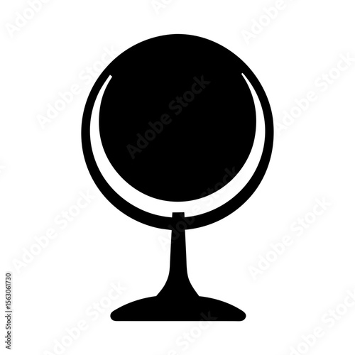 Simple Black Silhouette of a Table Mirror Object on a White Background