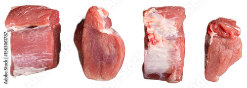 Fresh raw pork tenderloin medallions sliced from fillet, isolated on transparent background for culinary and grocery use