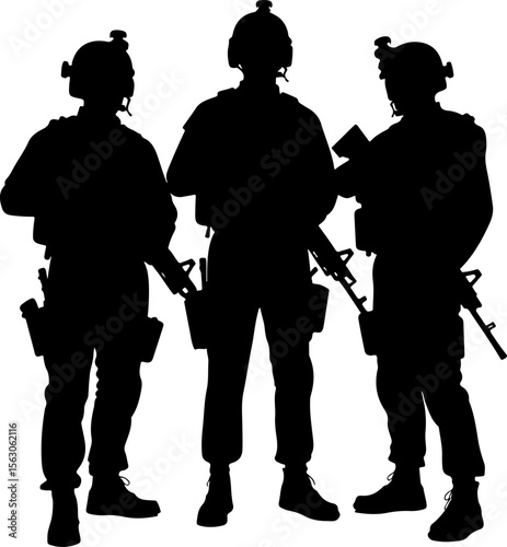  Military Soldiers and Helicopter Silhouette vector bundle