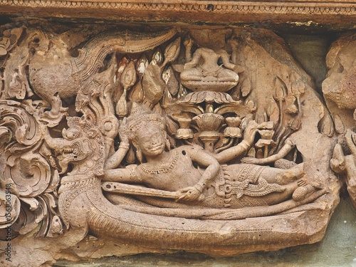 bas relief on the wall vishnu