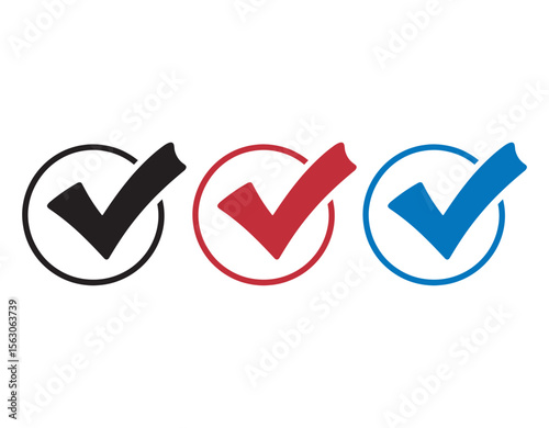 Checkmark in box. Green checkmark in circle and rectangle. Check mark icons. Color full Tick of right, ok and yes. Checkmark Illustration. Vector symbols set. Sign of approved in checklist. Pictogram 