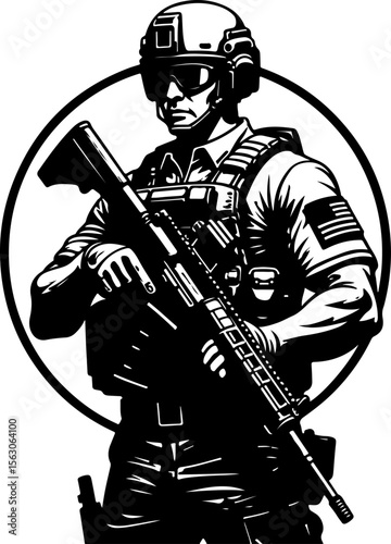  Military Soldiers and Helicopter Silhouette vector bundle