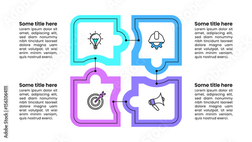 Infographic template. Puzzle with lines and 4 steps
