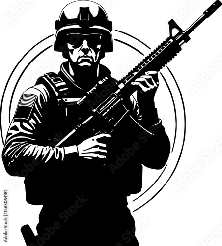  Military Soldiers and Helicopter Silhouette vector bundle