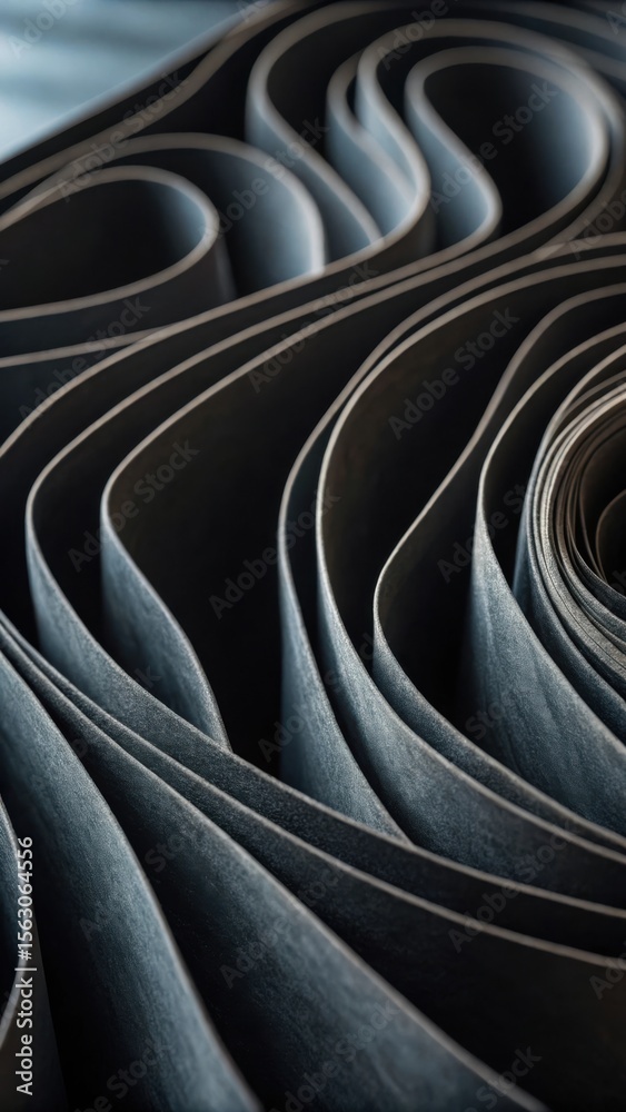 Obraz premium Abstract view of a rolled material with wavy patterns and subtle light play creating depth and texture