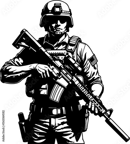  Military Soldiers and Helicopter Silhouette vector bundle