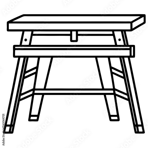 Minimalist Workbench Line Art Vector
