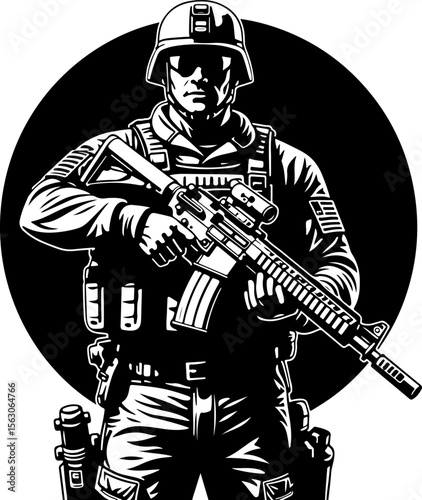  Military Soldiers and Helicopter Silhouette vector bundle