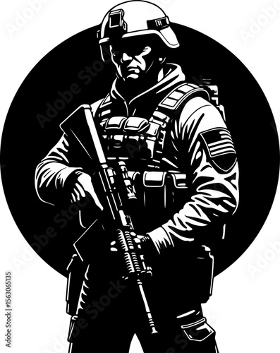  Military Soldiers and Helicopter Silhouette vector bundle