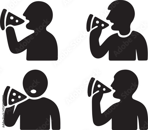 Eating Pizza Vector Illustration | Casual Dining and Food Enjoyment Concept