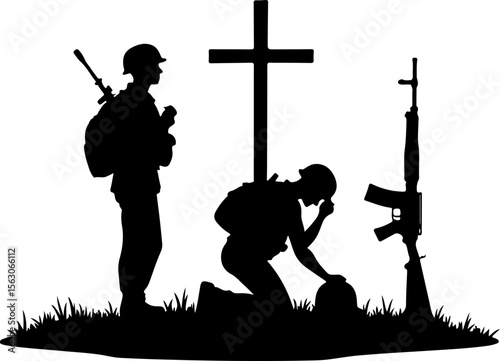  Military Soldiers and Helicopter Silhouette vector bundle