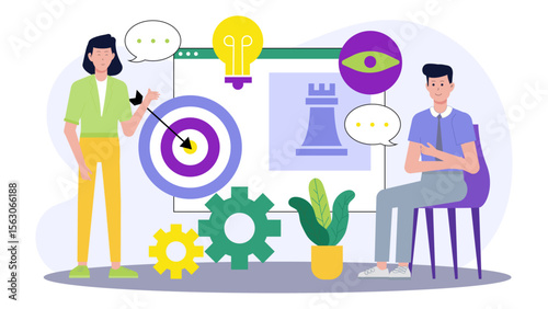 Teamwork planning a strategic target achievement, suitable for business presentations, training materials, and blog posts on team collaboration.
