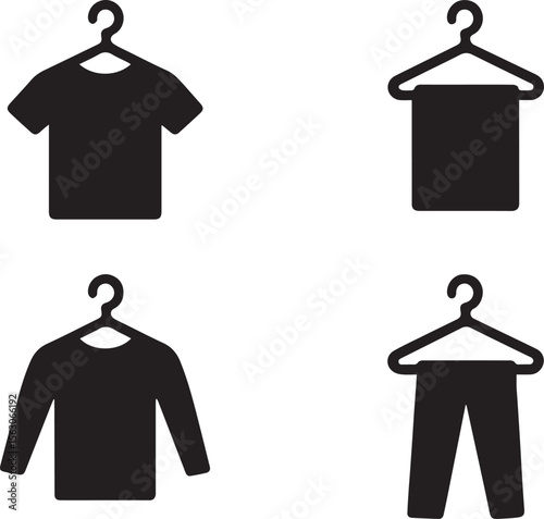 Hanging Clothes Vector Illustration | Laundry and Wardrobe Organization Concept