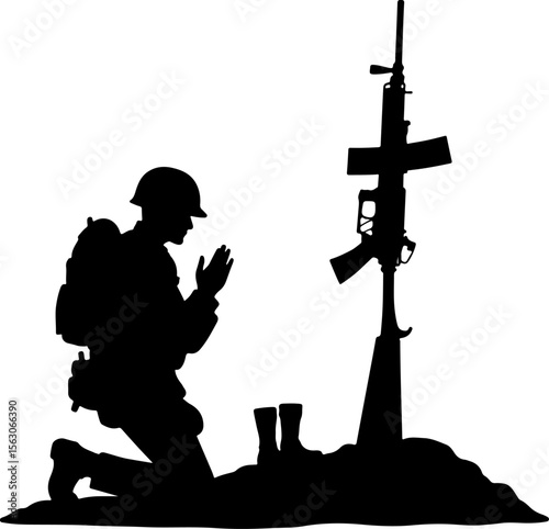  Military Soldiers and Helicopter Silhouette vector bundle
